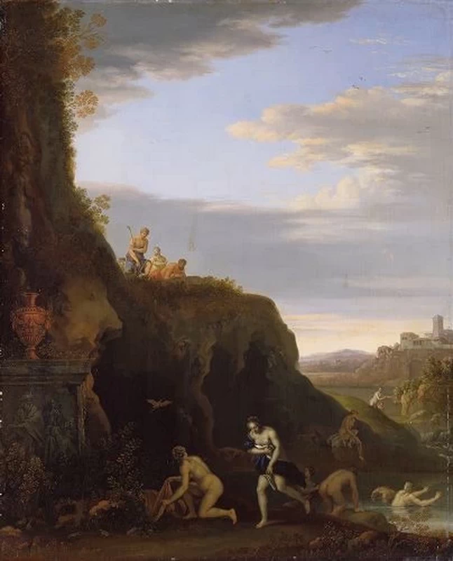 Paesaggio arcaico con donne al bagno sorprese dai pastori - Museum Staatliches Museum Schwerin